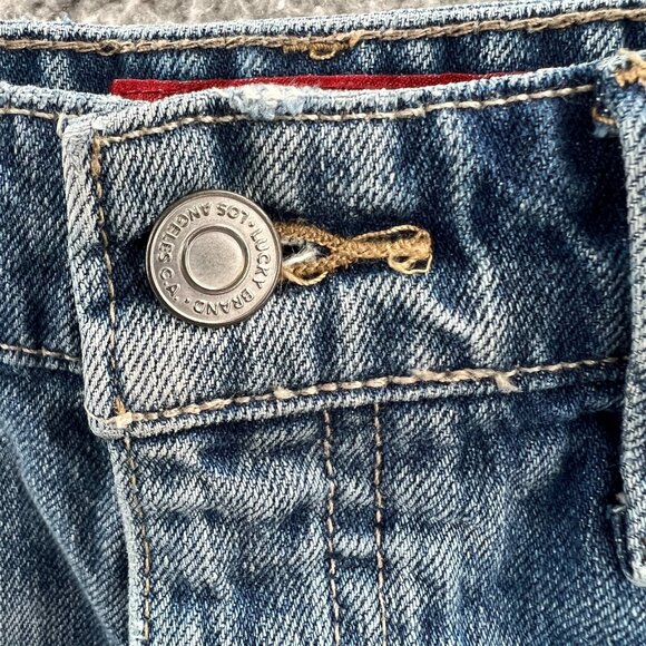 Lucky Brand Womens‎ Jean Boyfriend Shorts 2 Blue Denim Cut Off Mid Rise Pockets - Picture 5 of 16